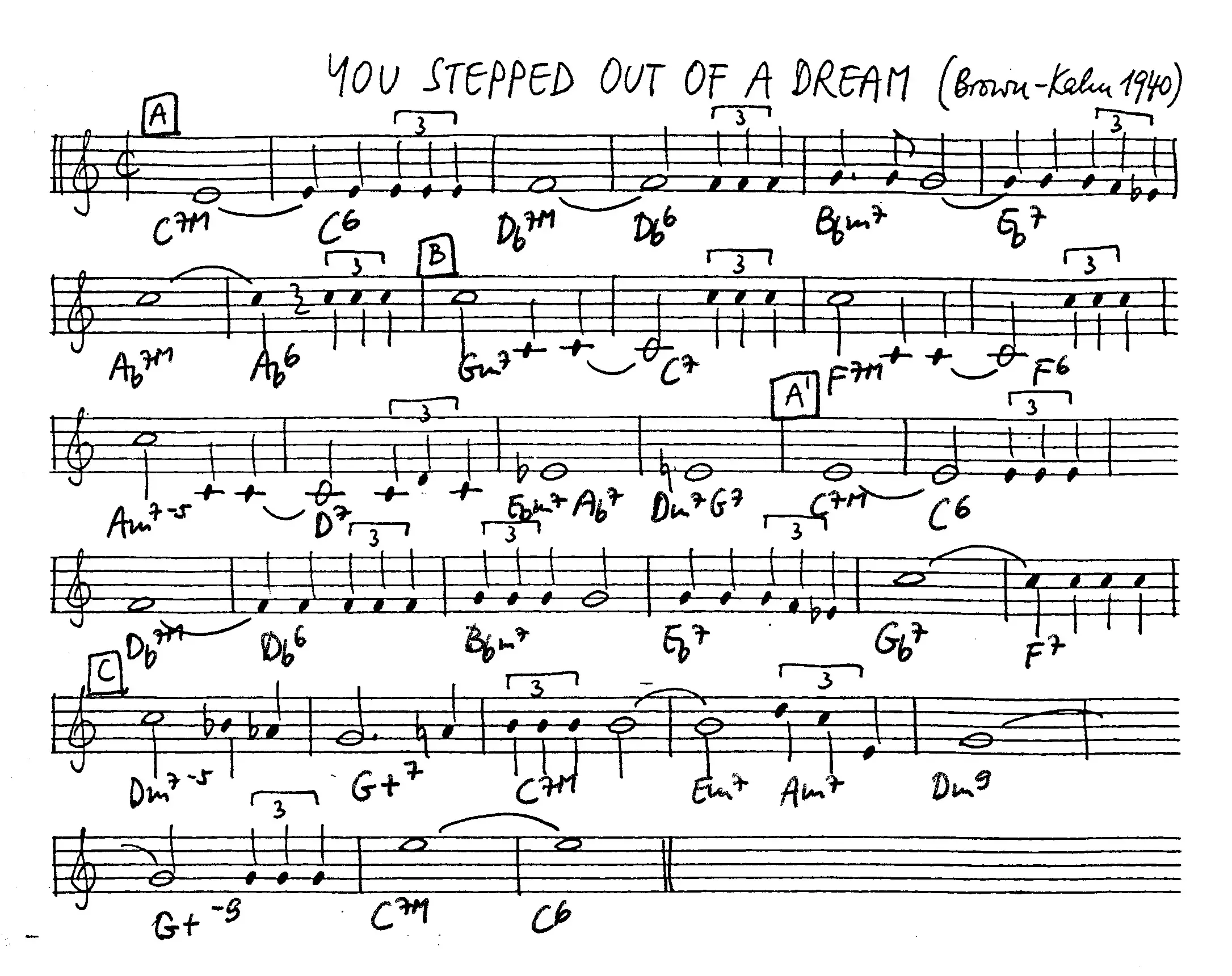 you stepped out of a dream free jazz leadsheet - Courtesy of the Jungle Jazz Band